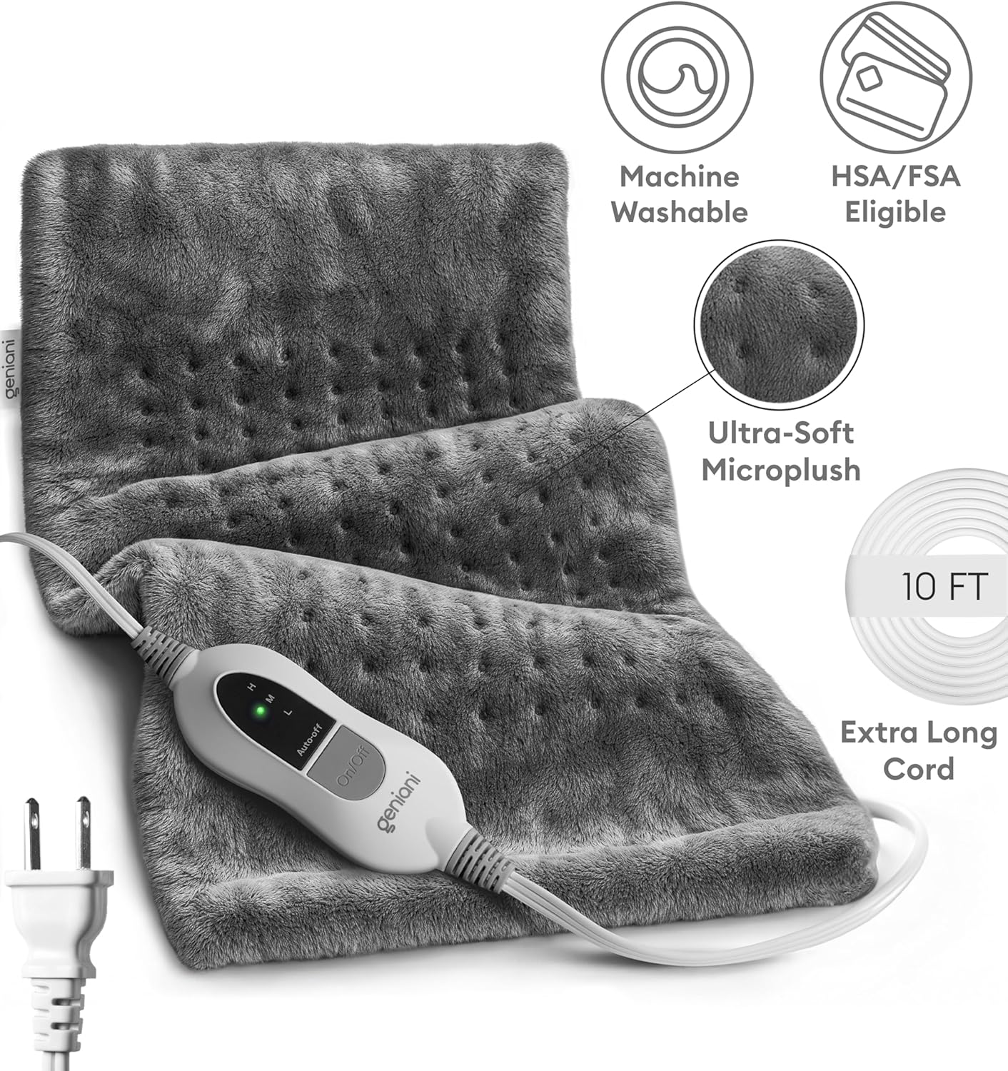 GENIANI Electric Throw XL Electric Heating Pad for Back Pain