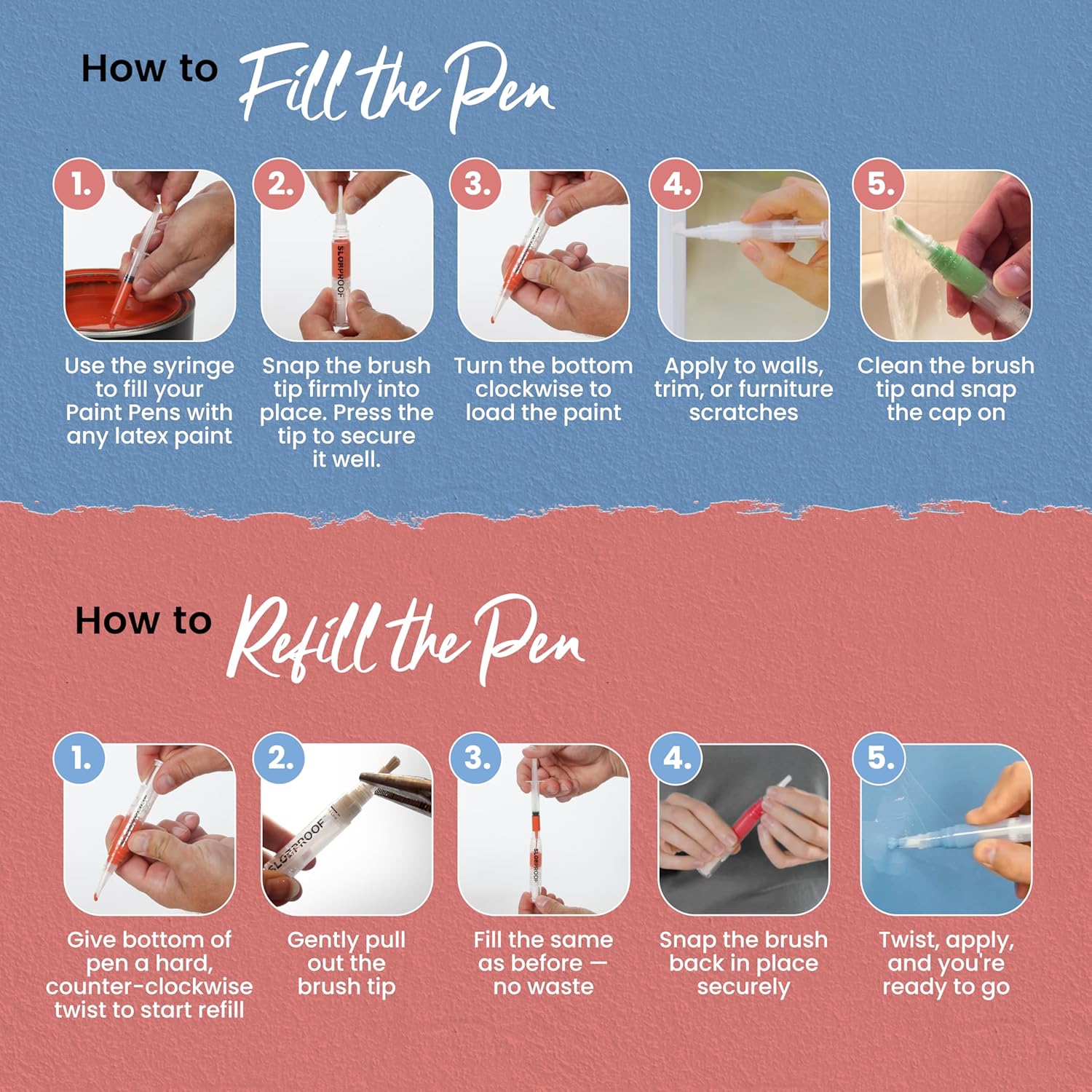 Slobproof Refillable Touch-Up Paint Pens