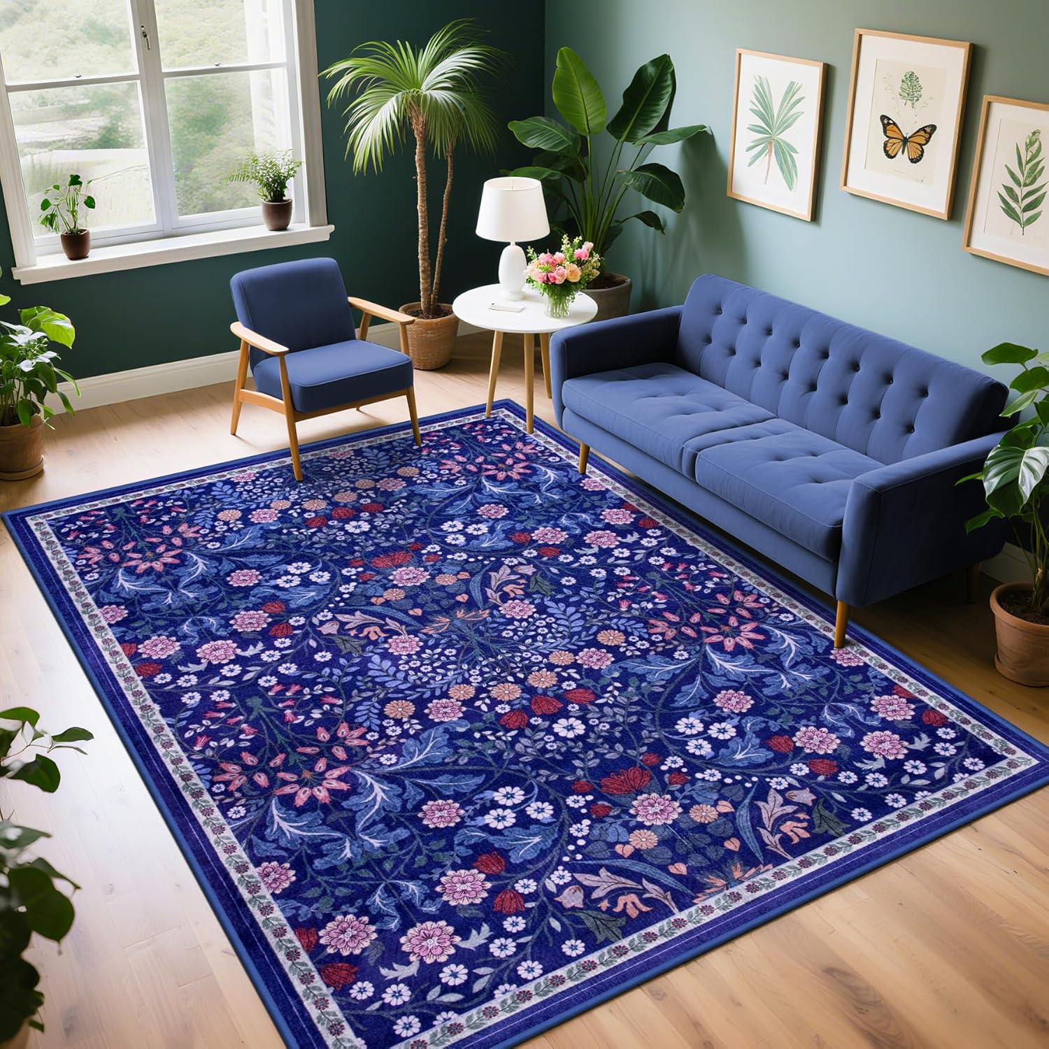 8x10 Area Rugs for Living Room: Floral Washable Rug Vintage