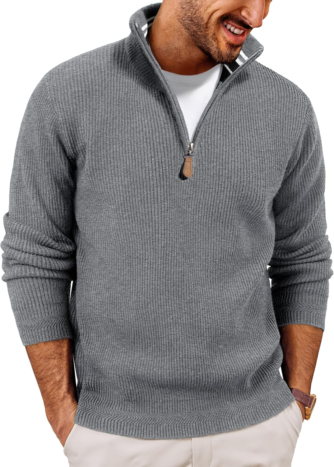 PJ PAUL JONES Mens Quarter Zip Pullover Sweaters