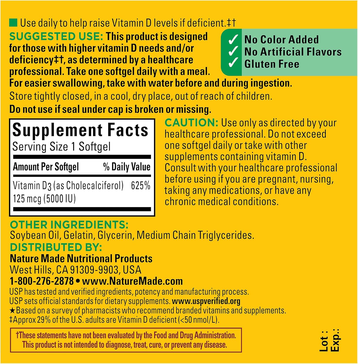 Nature Made Vitamin D3 5000IU Softgels