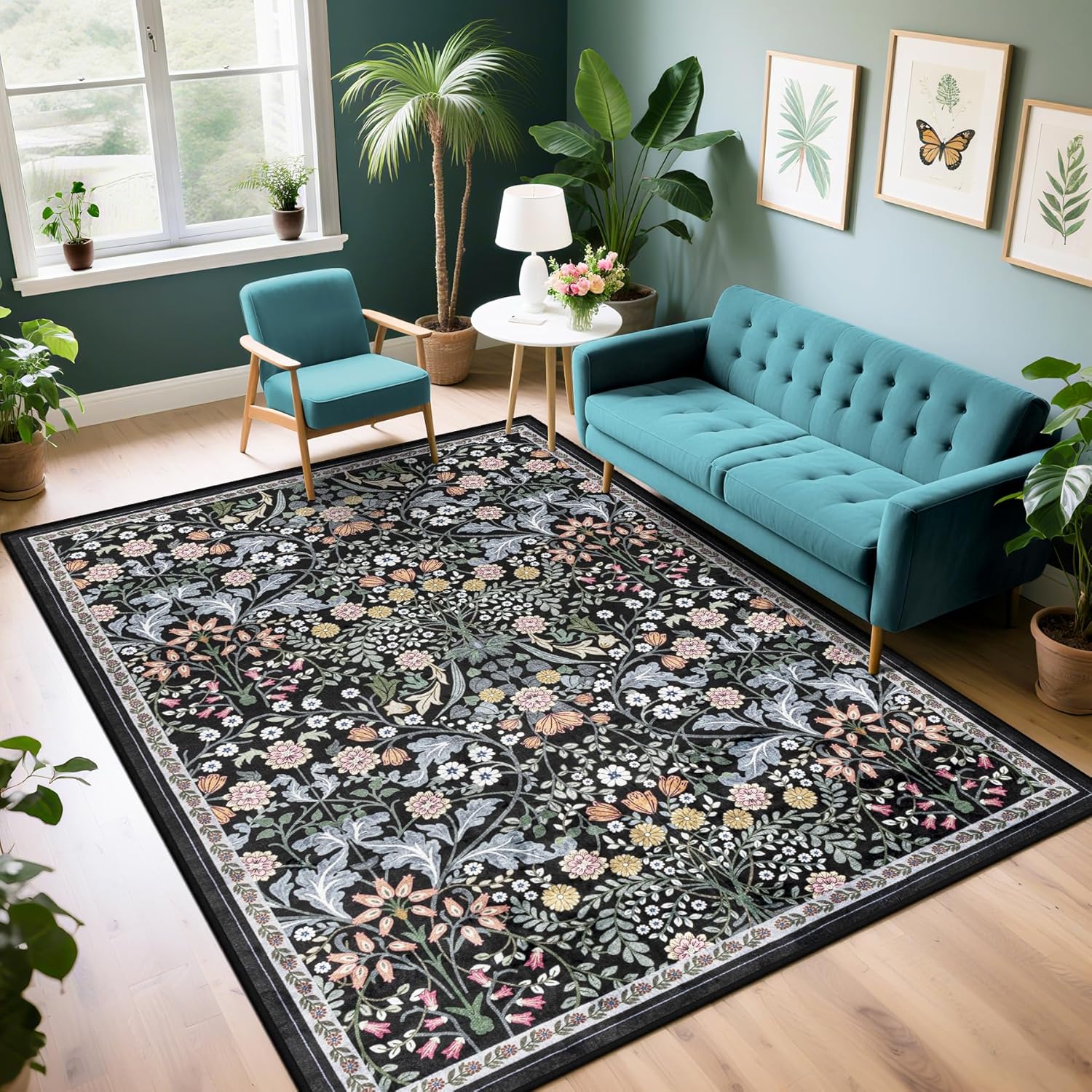 8x10 Area Rugs for Living Room: Floral Washable Rug Vintage