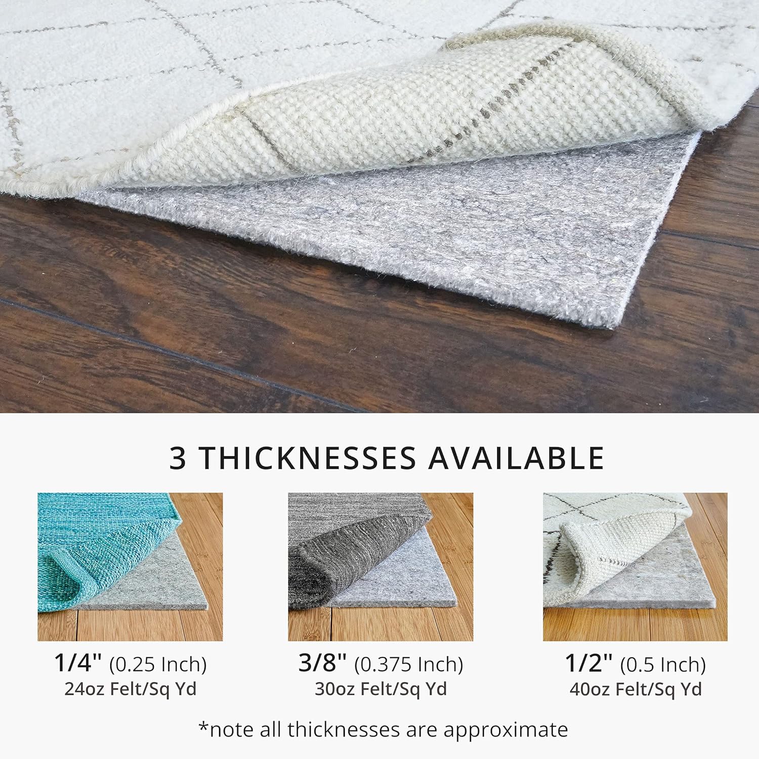 RUGPADUSA 9'x12' Felt Rug Pad 1/4" Thick