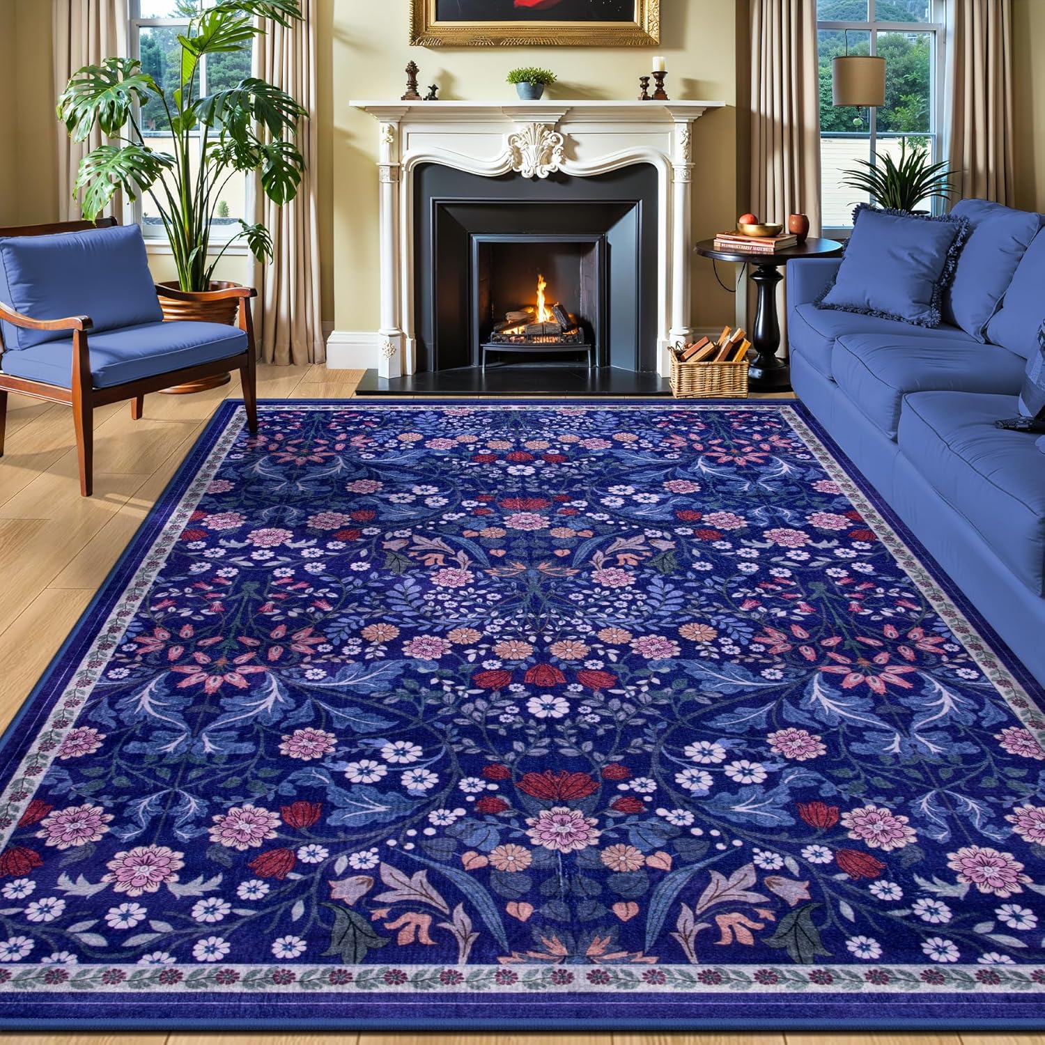 8x10 Area Rugs for Living Room: Floral Washable Rug Vintage