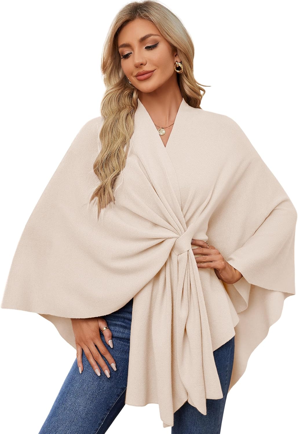 PULI Women's Elegant Shawl Wraps Sweater