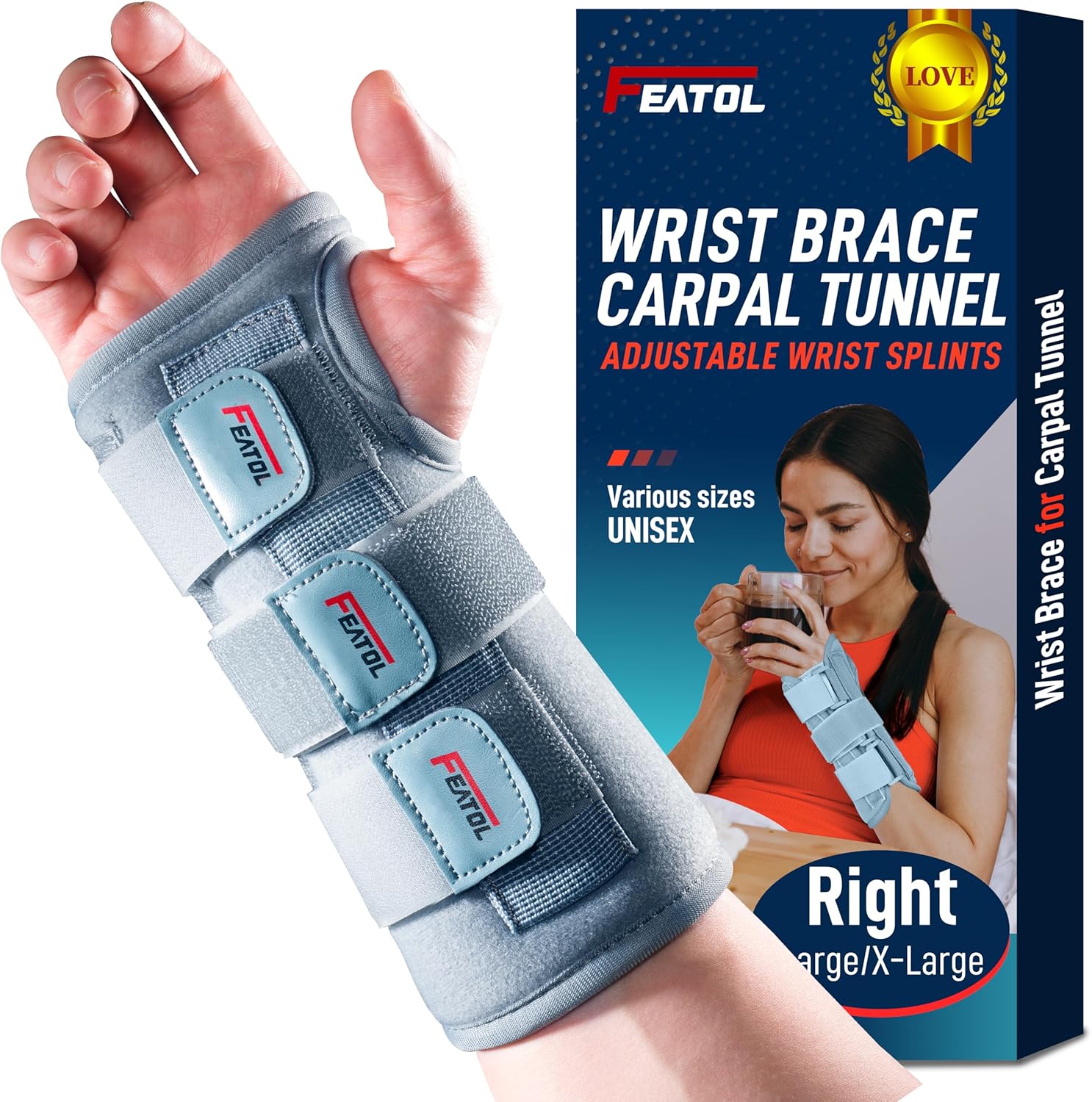 FEATOL Wrist Brace for Carpal Tunnel