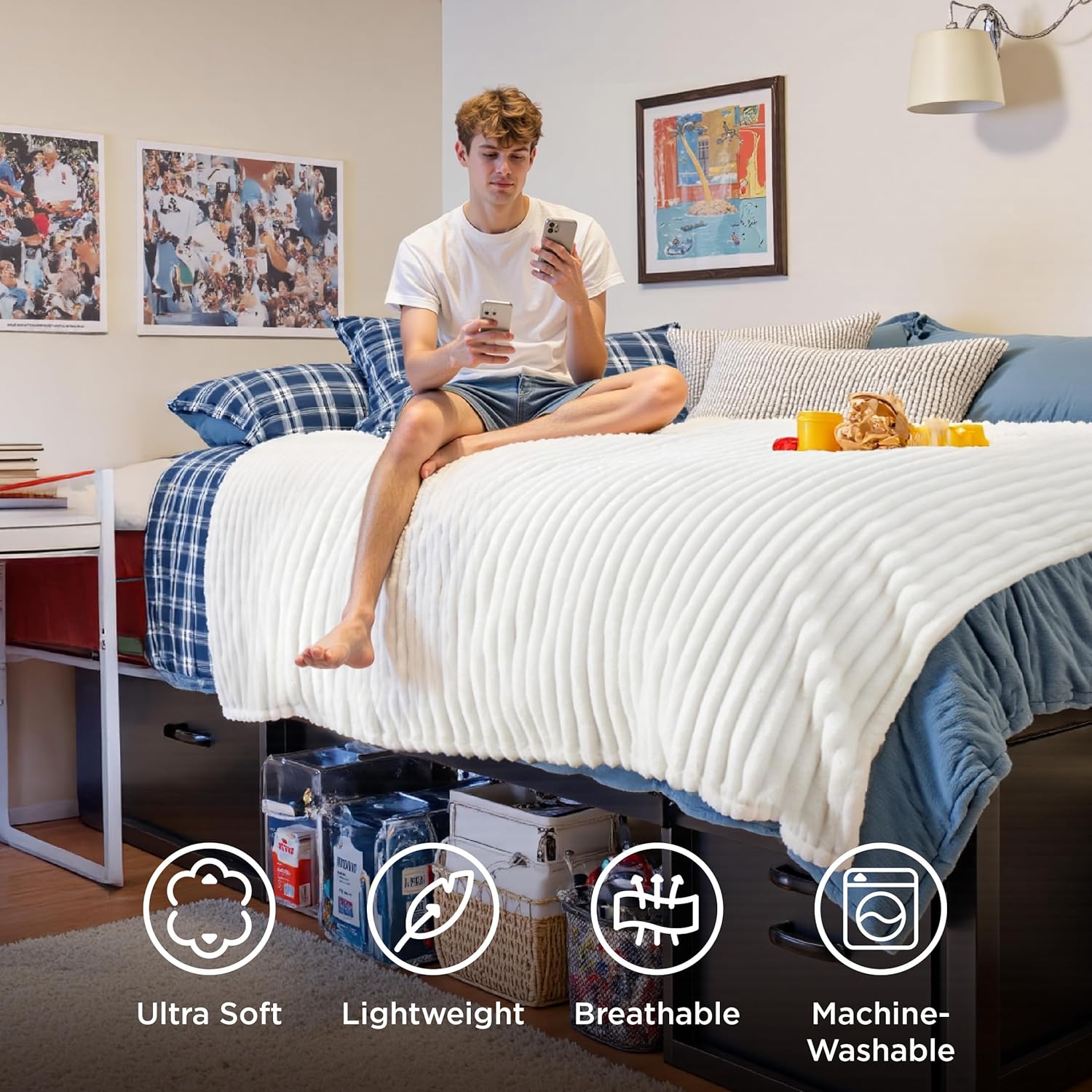 Bedsure White Throw Blanket