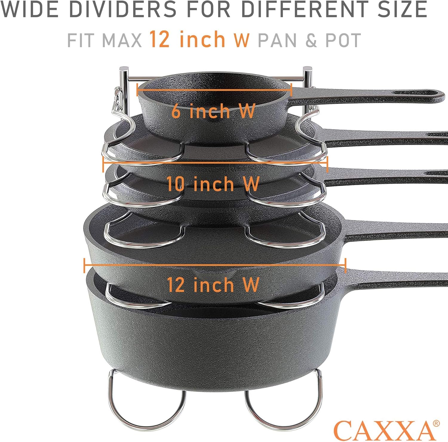 CAXXA Heavy Duty Pan Rack Pot Lid Rack Kitchen Cabinet