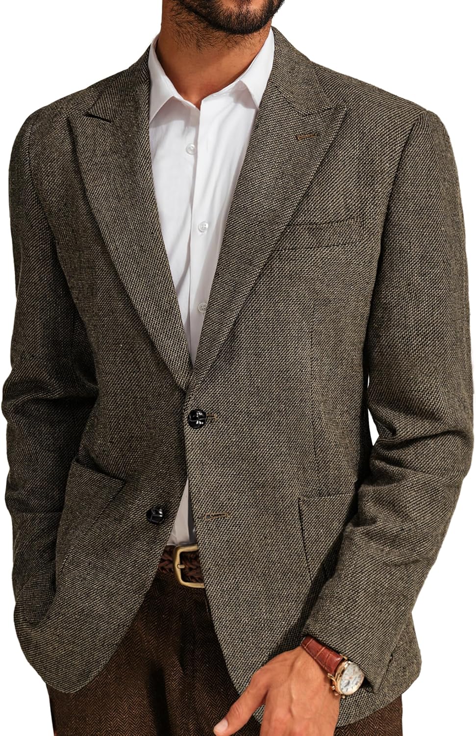 PJ PAUL JONES Mens Blazer Vintage Herringbone Tweed