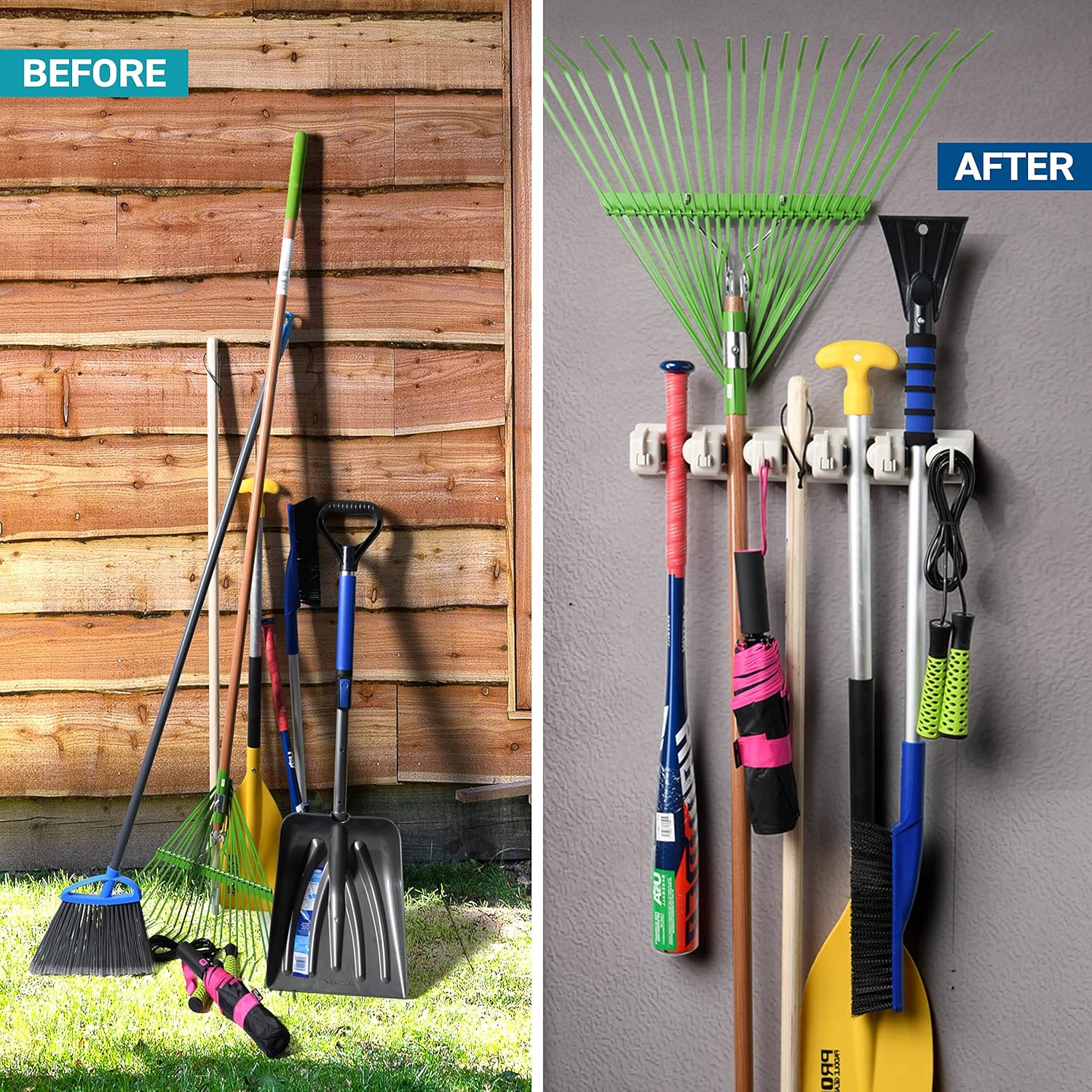 Mop and Broom Holder Wall Mount Garden Tool Storage