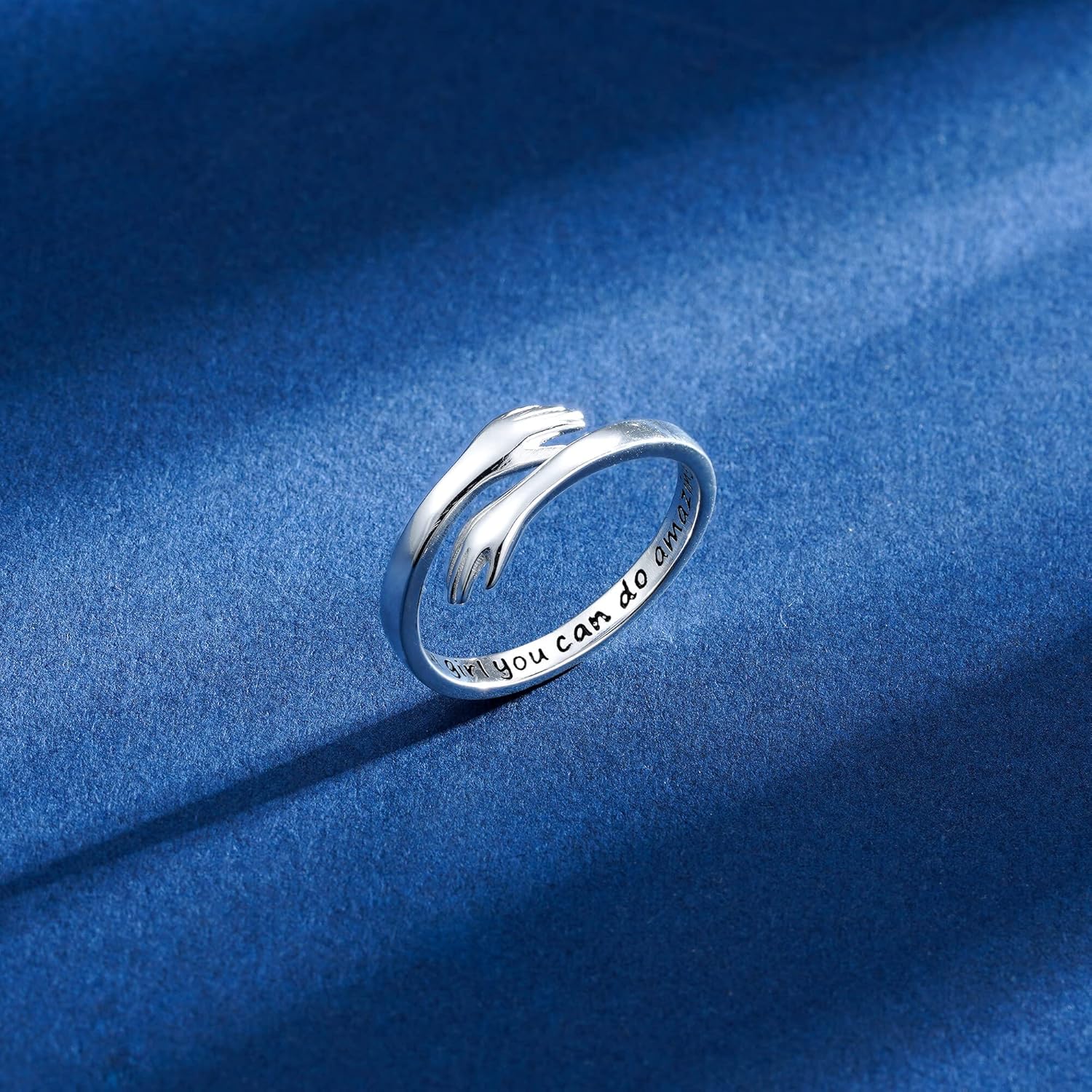 Yesteel S925 Sterling Silver Hug Ring for Women Teen Girls