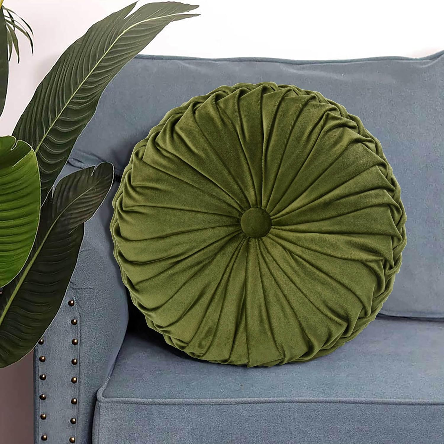 HIG Decorative Round Pleated Throw Pillows