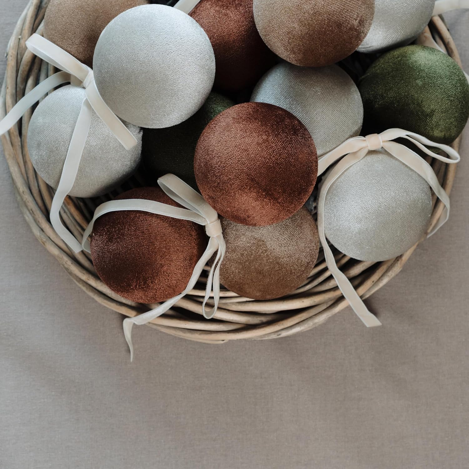 Elegant Velvet Christmas Ornaments & Velvet Bows Set