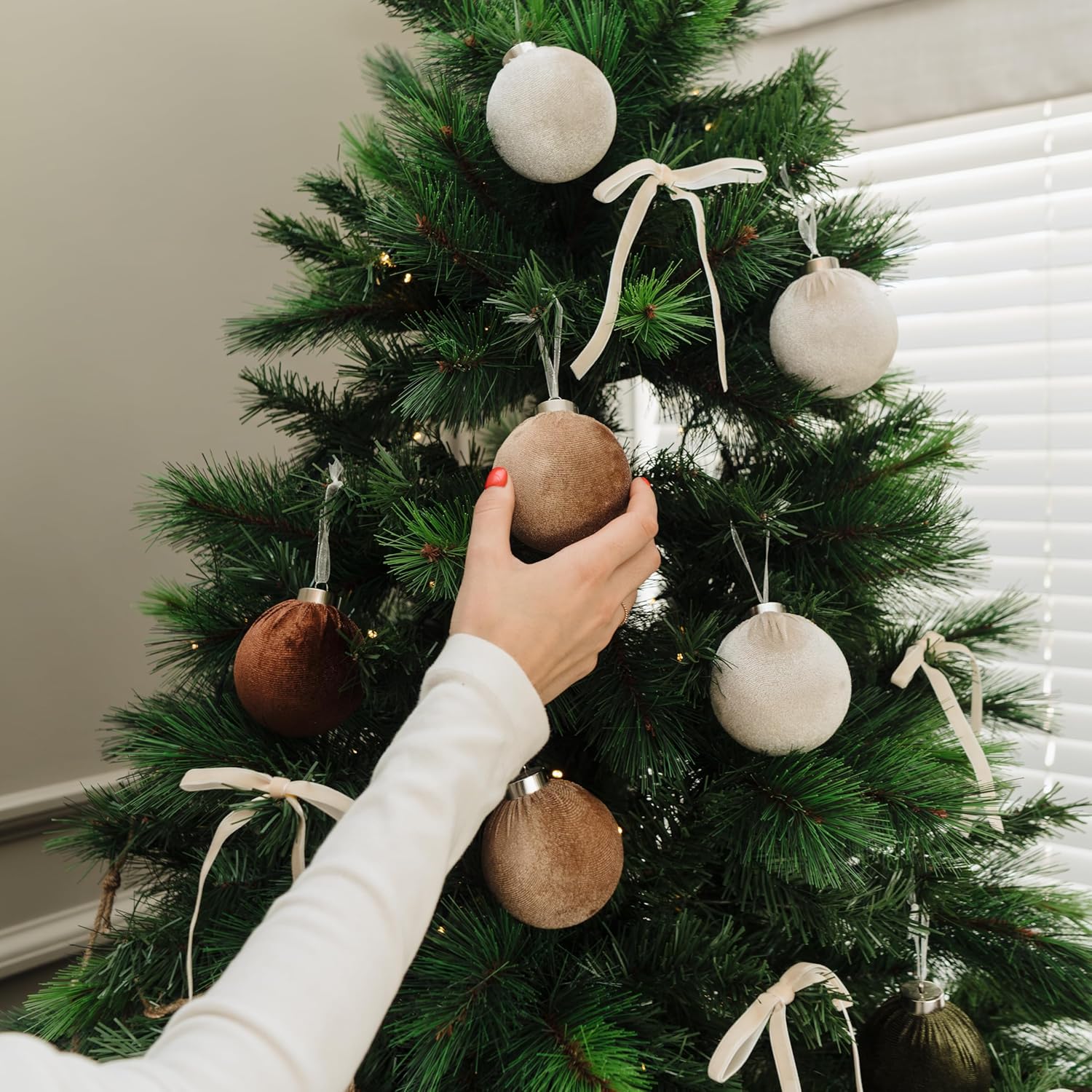 Elegant Velvet Christmas Ornaments & Velvet Bows Set