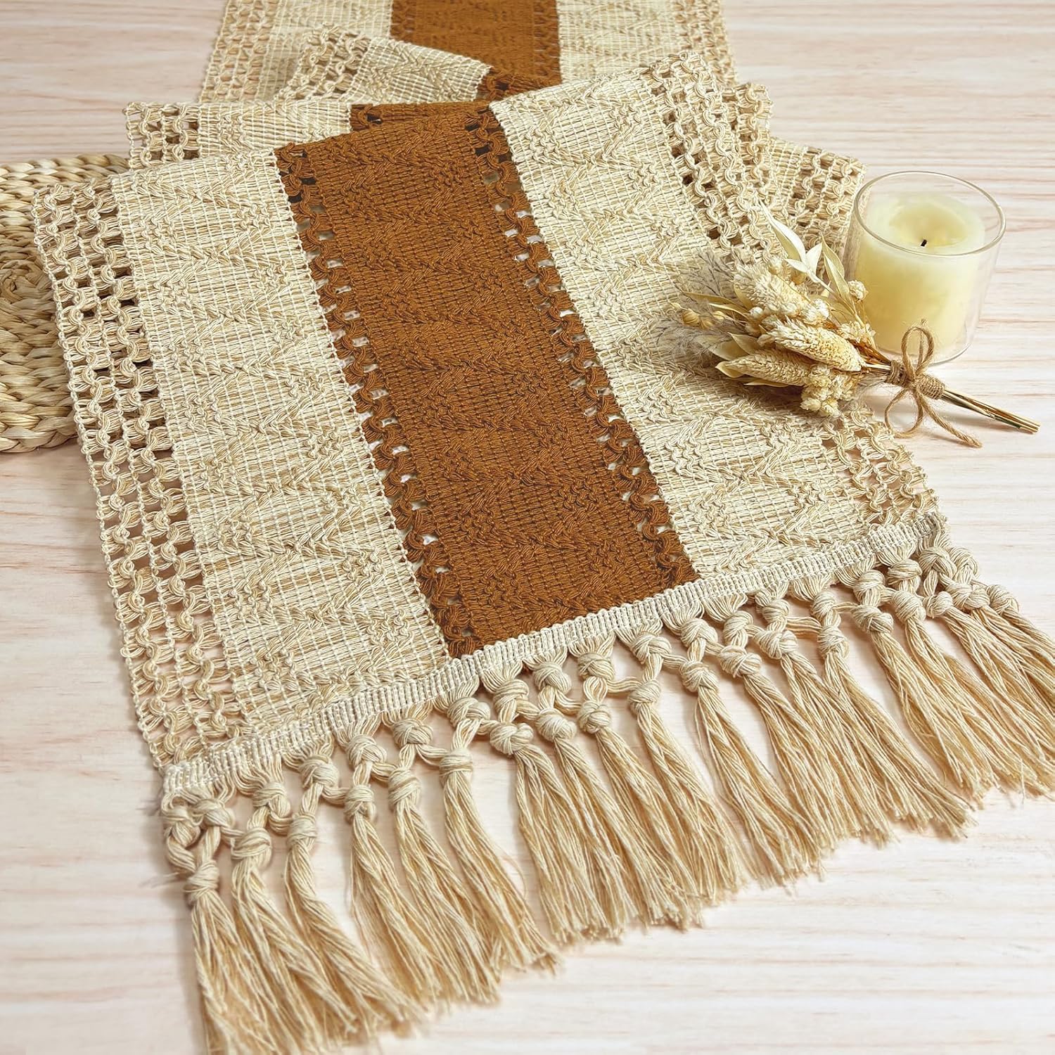 FEXIA Boho Table Runner for Thanksgiving Fall Christmas