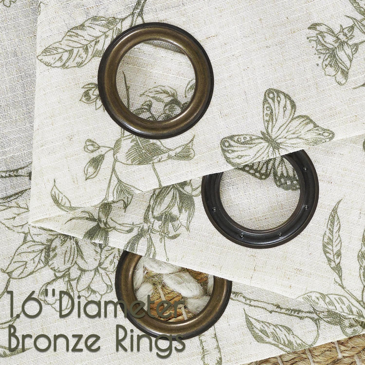 Lazzzy Linen Farmhouse Curtains Green Floral