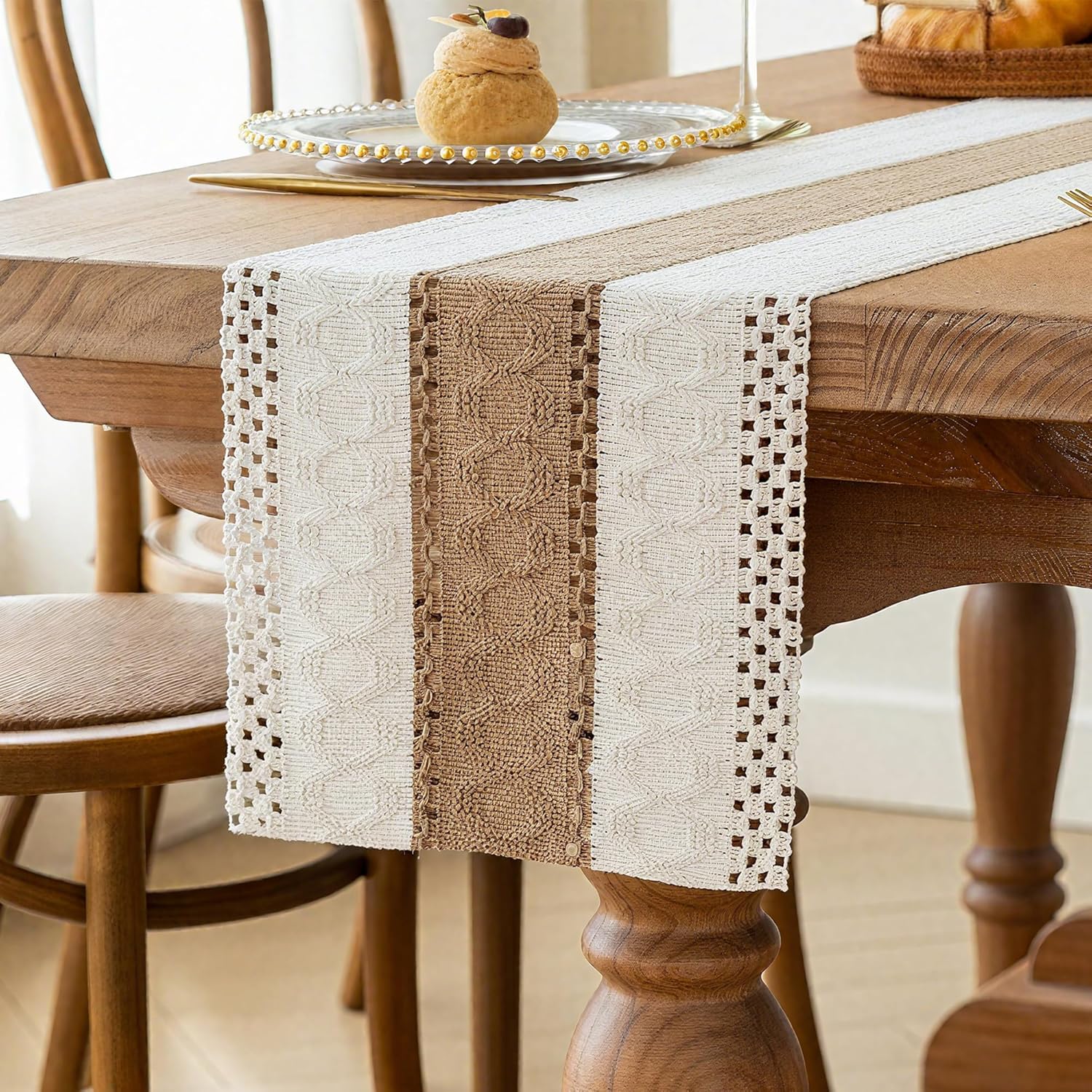 FEXIA Boho Table Runner for Thanksgiving Fall Christmas