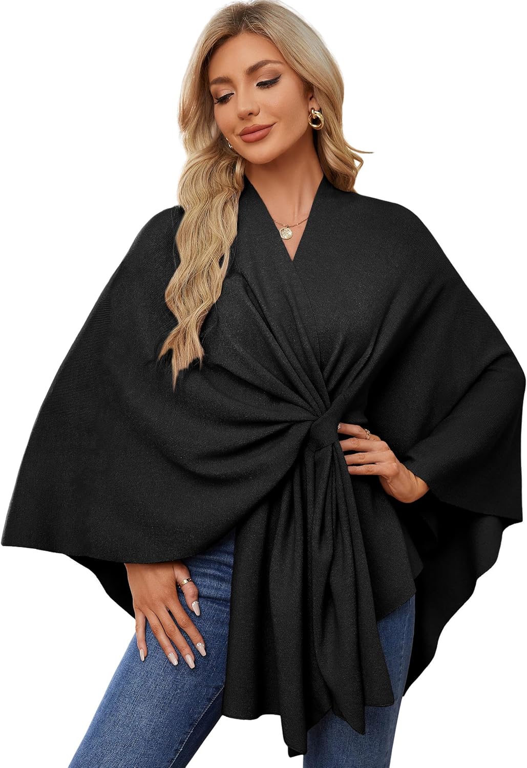 PULI Women's Elegant Shawl Wraps Sweater