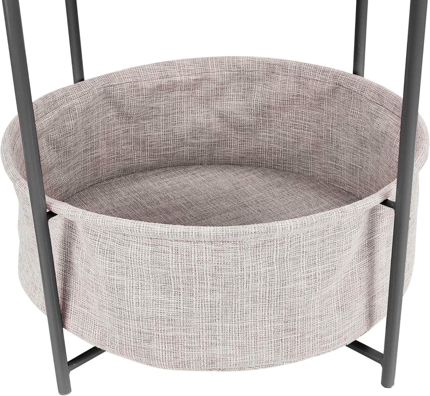Round Storage End Table with Cloth Basket