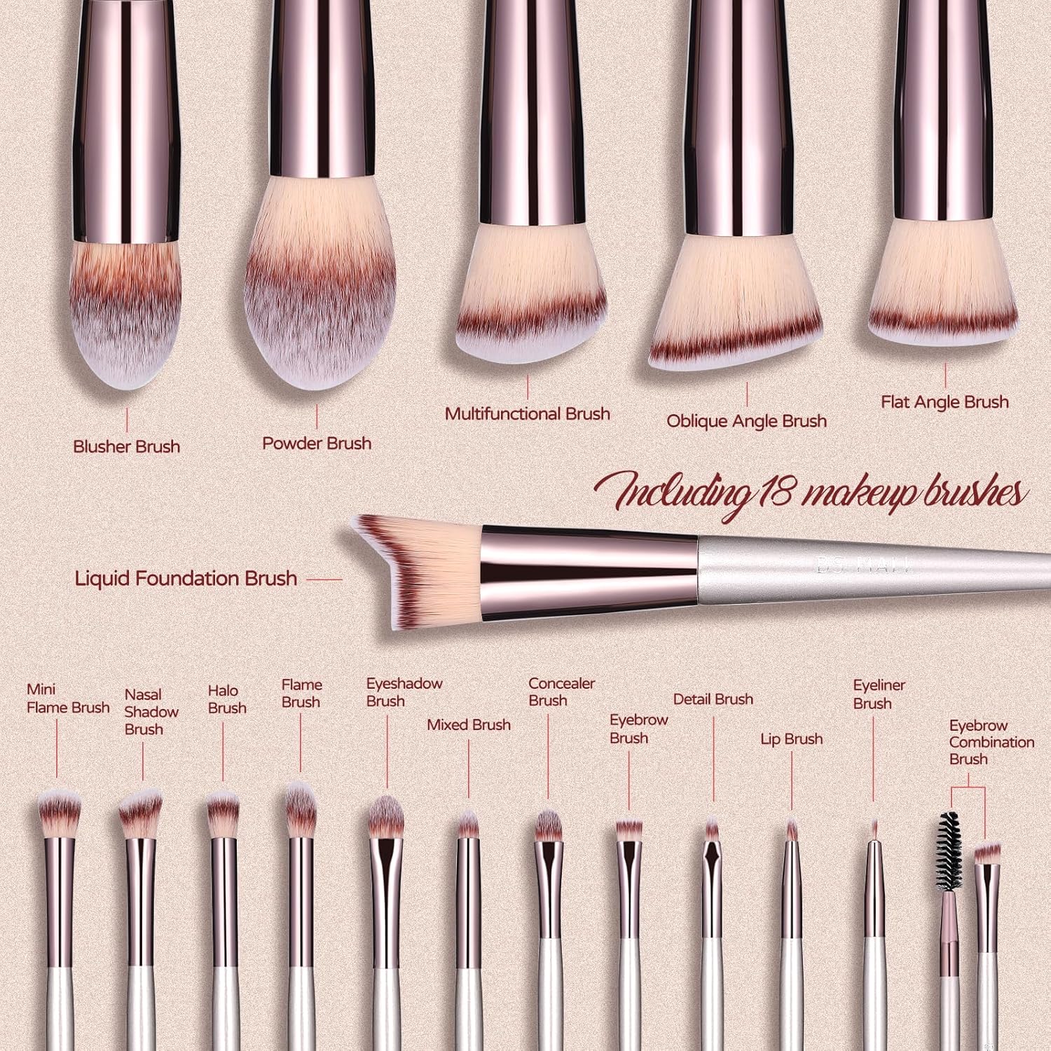 BS-MALL 18 Pcs Makeup Brush Set